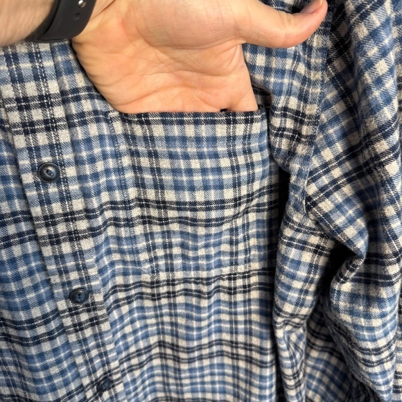Roots Men's Flannel Long Sleeve Plaid‎ Button Up Shirt Blue Size X-Large Western - Picture 4 of 15